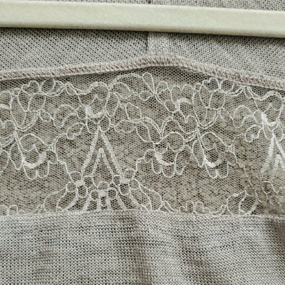 La Fee Maraboutee Women's Chic Beige Linen Blend Lace Detail Cardigan Size S - Picture 12 of 12